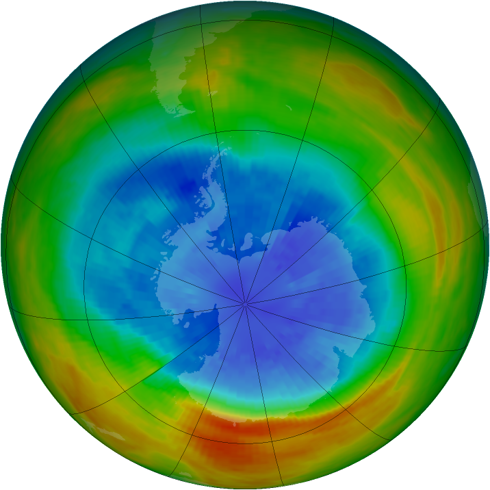 Antarctic ozone map for 16 September 1984